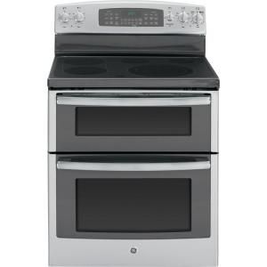 GE 6.6 cu. ft. Double Oven Electric Range with Self Cleaning Oven and Convection Lower Oven in Stainless Steel JB870SFSS