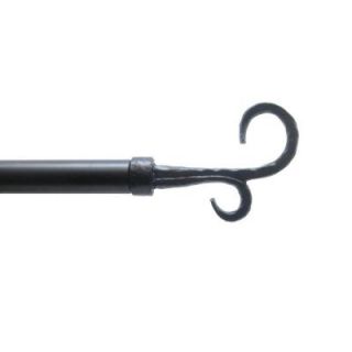 Home Decorators Collection 72 in.   144 in. Black 1 in. Iron Hammered Crook Rod Set 29 3510 39