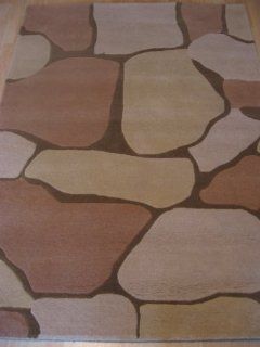 Teppich "Steinmuster"   handgetuftet beige braun 122 x 168 cm Küche & Haushalt