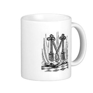 Antique Calligraphy Masonic Symbols Letter M Mug
