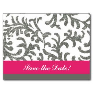 Hot Pink and Gray Floral Pattern Post Card