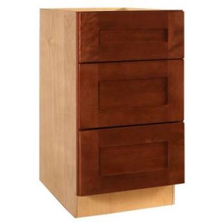 Home Decorators Collection Assembled 18x28.5x21 in. Desk Height Base Cabinet with 3 Drawers in Kingsbridge Cabernet DDR18 KCB