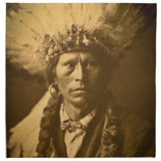 Apache Indian Chief Garfield Jicarilla Vintage Printed Napkin