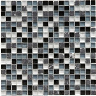 SomerTile 12x12 in Reflections Mini 5/8 in Charcoal Glass/Stone Mosaic Tile (Pack of 10) Somertile Wall Tiles