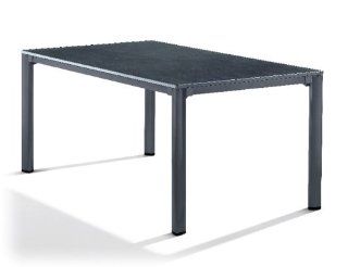 Sieger 1780 55 Exclusiv Tisch mit Puroplan Platte 165 x 95 cm, Aluminium Gestell eisengrau,Tischplatte Schieferdekor anthrazit Garten