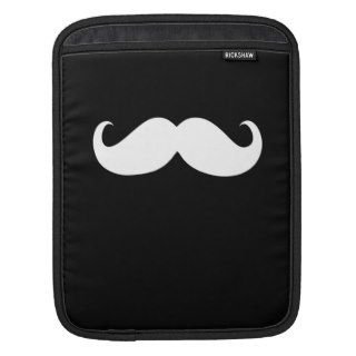Funny White Mustache on Black Background iPad Sleeve