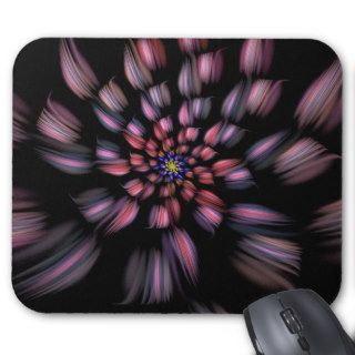 Purple and Black Spiral Flower Fractal Art Mouse Pad