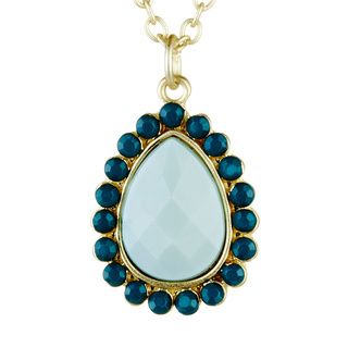 Goldtone Green Faux Stone Pear Shape Necklace West Coast Jewelry Fashion Necklaces