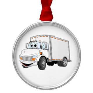 Delivery Truck White Cartoon Christmas Tree Ornament