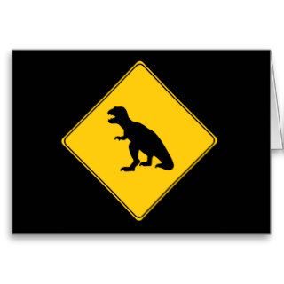 Road Sign  Dinosaur Greeting Card  Blank