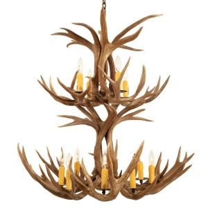 Sua International 12 Light Real Shed Antler Brown Chandelier DISCONTINUED SHD 117