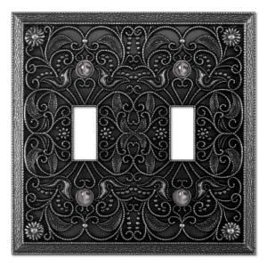 Creative Accents Steel 2 Toggle Wall Plate   Antique Pewter 9DCP102