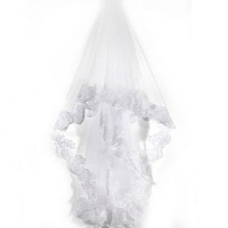 Brautschleier Schleier mit Stickerei Weiss 300x180cm Lang Hochzeit Wedding Bekleidung