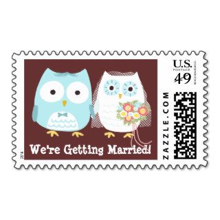 We're Getting Married Owls Wedding   Custom Postage Stamp