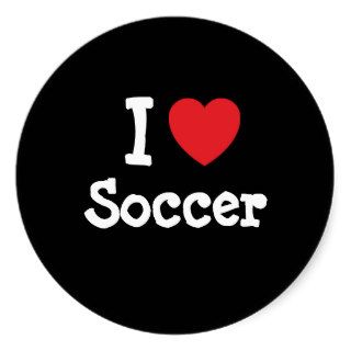 I love Soccer heart custom personalized Round Sticker