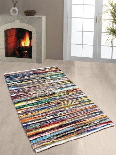 Homescapes Chindi Flickenteppich Läufer 120 x 180 cm Bunt aus 100% Recycelter Baumwolle   Fleckerlteppich Bunt Küche & Haushalt