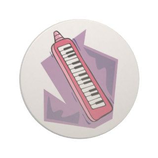 Pink Keytar portable 80s keyboard piano graphic Beverage Coasters