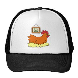 Cartoon Chicken in Nest Home Sweet Home Hat