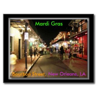 Bourbon Street Mardi Gras, New Orleans, LA postcar Post Card