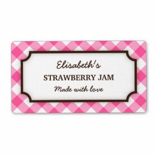 Chic pink and white gingham canning jar labels