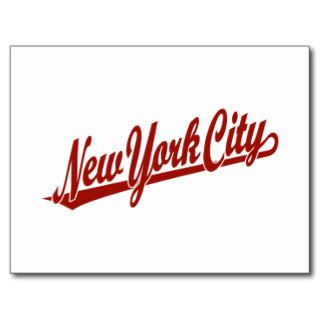 New York City script logo in red Postcard