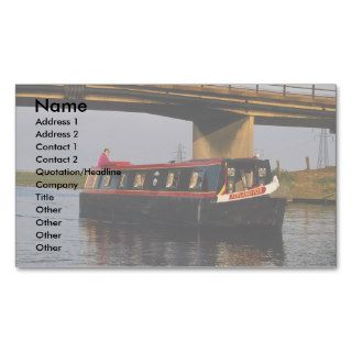 Narrow boat at embankment, River Nene, Peterboroug Business Card Templates