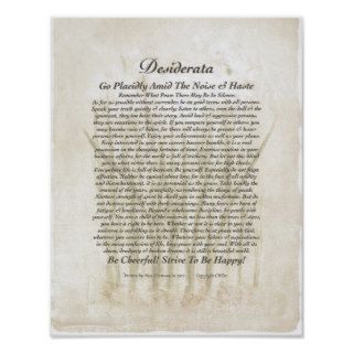 11x14+more Desiderata Poster on Peace Lillies