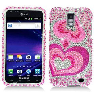 Hard Plastic Snap on Cover Fits Samsung I727 Skyrocket Pink Heart Full Diamond AT&T Cell Phones & Accessories