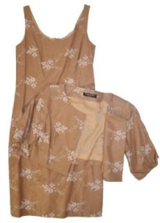 Ellen Tracy Dress Linen Rayon with Shoulder Jacket Dress (4, Beige)