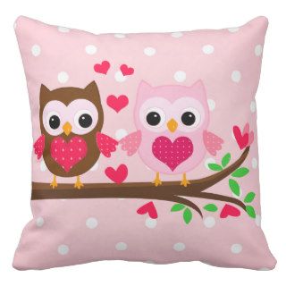 Cute Owl Couple I Love You Personalized Throw Pillow