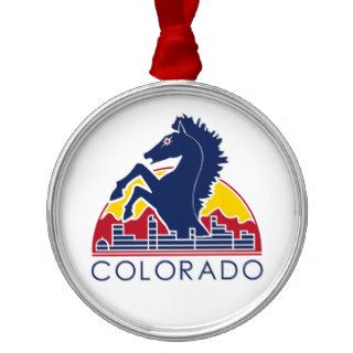 Blue Horse Colorado Logo Christmas Tree Ornaments