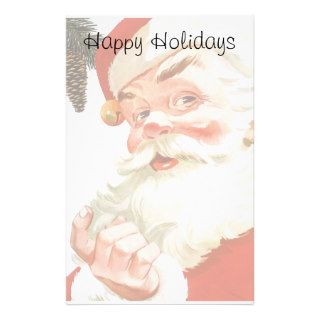 Vintage Christmas, Jolly Santa Claus with a Secret Stationery Design