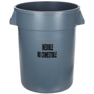 Rubbermaid Commercial Brute Plastic Trash Can without Lid, with "Inedible" Imprint, Round