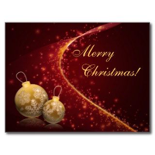Golden Baubles Christmas Post Cards