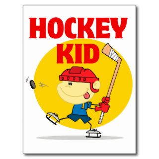 cute hockey kid cartoon character postcards