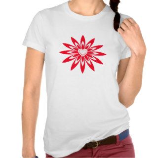 Big red & white flower with heart tshirt