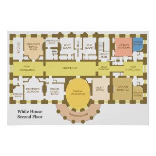 Diagram of the Second Floor of the White House Print