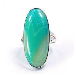 Cotton Candy' Sterling Silver Green Lace Agate Ring, Size 7.5 Jewelry