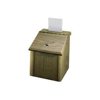 Lorell Products   Suggestion Box, With Lock, 7 3/4"x7 1/4"x9 3/4", Medium Oak   Sold as 1 EA   Promote employee to management communication privately and anonymously. Keep suggestions confidential with this Woodgrain Suggestion Box. Box is m