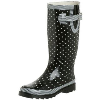 Chooka Women's Classy Classic Rain Boot, Black/White, 10 M Shoes