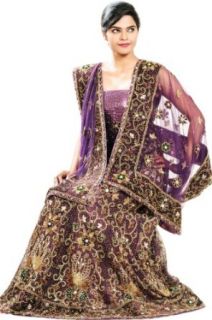 Byzantium Purple and Lavender Violet Net Embroidered Lehenga Choli Clothing