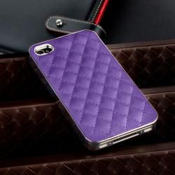 Purple Leather with Silver Side Snap on Case for Apple iPhone 4/ 4S BasAcc Cases & Holders