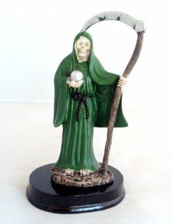 5 Inch Green Statue Holy Death La Santisima Santa Muerte Grim Reaper Skull Money  