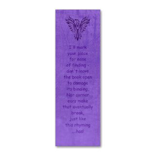 Purple Phoenix Rising, leather effect bookmark Business Card