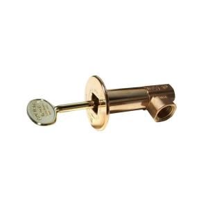 Blue Flame Angle Gas Valve Kit Includes Brass Valve, Floor Plate & Key in Polished Brass BF.A.PB.HD