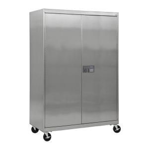 Sandusky 48 in. W x 24 in. D x 84 in. H Stainless Steel Mobile Cabinet with Electronic Lock ST4E482478 XX