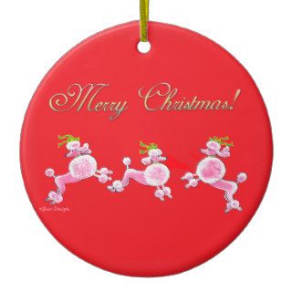 Pink Poodles Dancing Christmas Tree Ornament