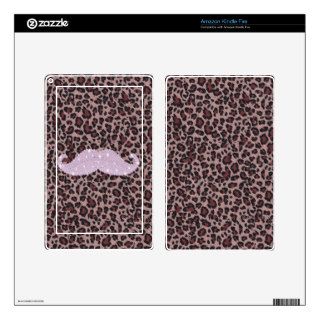 Funny Pink Bling Mustache And Animal Print Pattern Decal For Kindle Fire