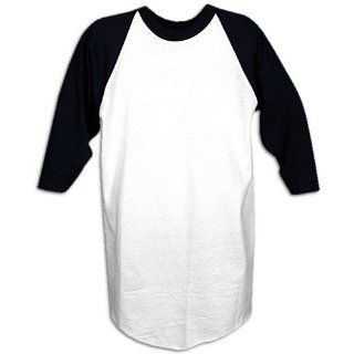  Men's 3/4 Sleeve Undershirt ( sz. L, White/navy ) Sports & Outdoors
