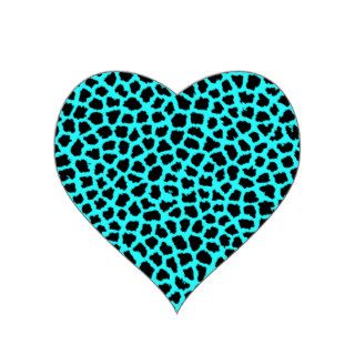 Leopard Print Neon tBlue Heart Stickers